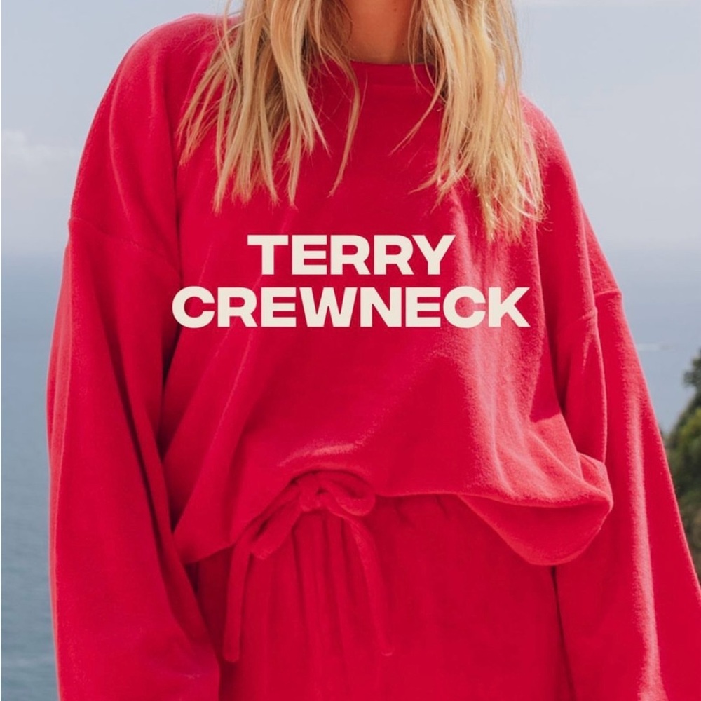 Daily Drills Oversized Crew — Terry Cloth Hot Pink XS/S